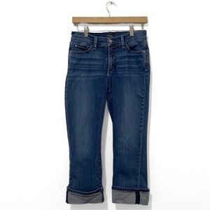 NYDJ Blue Mid-Rise Denim Dayla Wide Cuff Capris Size 8